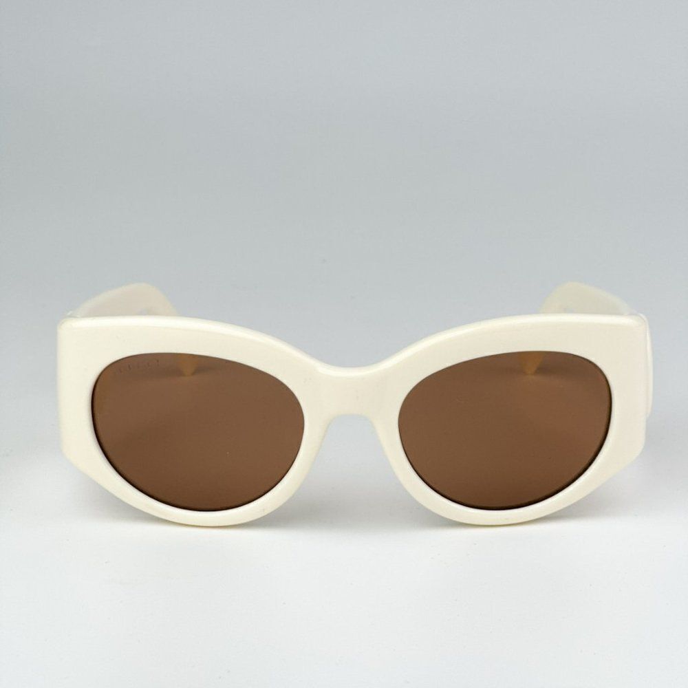 NEW Gucci GG1544S 004 Ivory Brown Unisex Oval Sunglasses GG 1544S - Picture 3 of 10